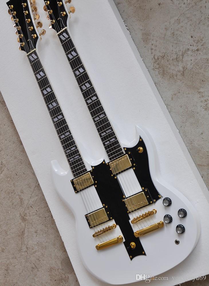 

12 + 6 string white double electric guitar neck and rosewood fingerboard, gold tuner, high quality to provide personalized service
