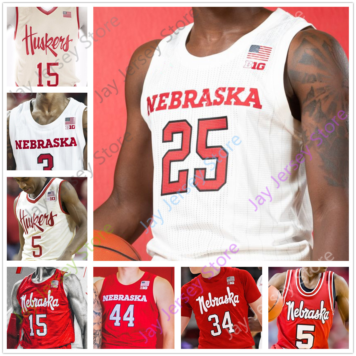 

Custom Nebraska Basketball Jersey College Dachon Burke Jr. Cam Mack Haanif Cheatham Jervay Green1 Kevin Cross Kavas Ouedraogo, Black;red