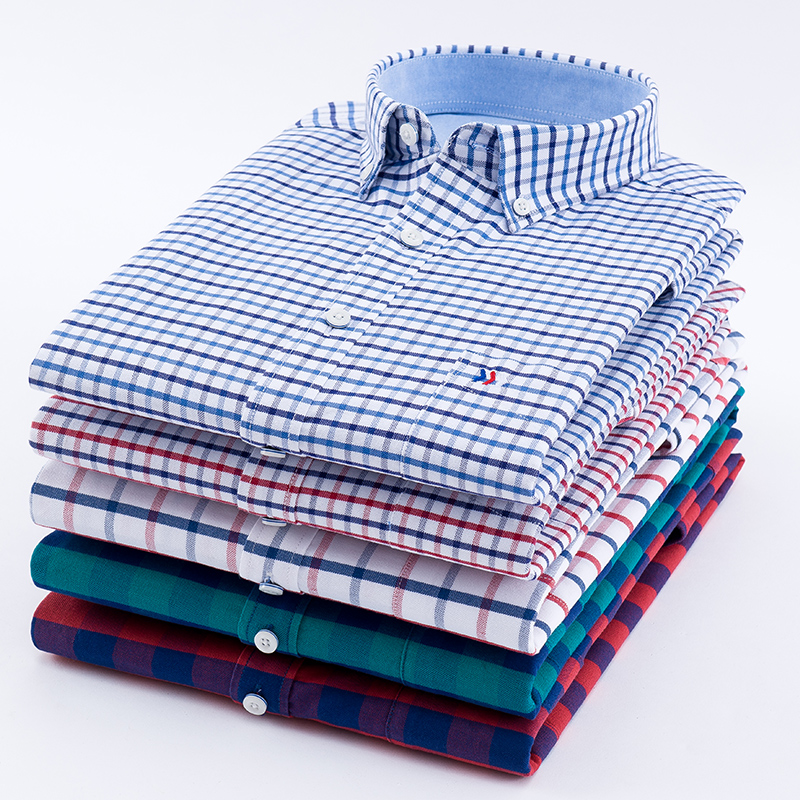 

2019 Spring Men Retro Style Casual Soft Fit Plaid Long Sleeve Shirt Business Shirts Mens Soft Slim fit Tops, 20180628