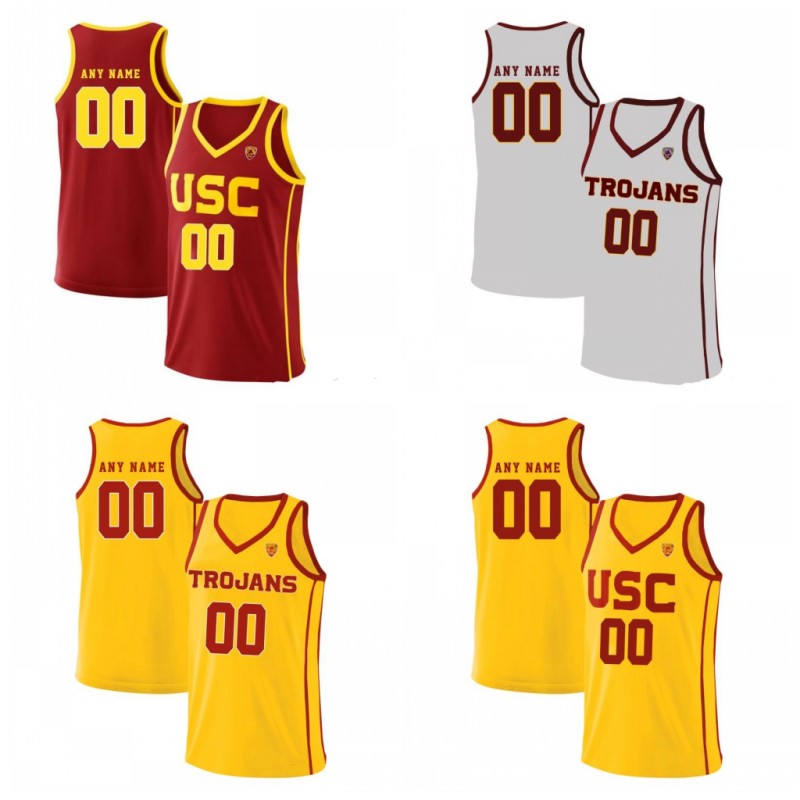 

Custom USC Trojans College Basketball red yellow vintage white Stitched Any Name Number 4 Kevin Porter Jr. 25 Bennie Boatwright Jersey S-4XL, As