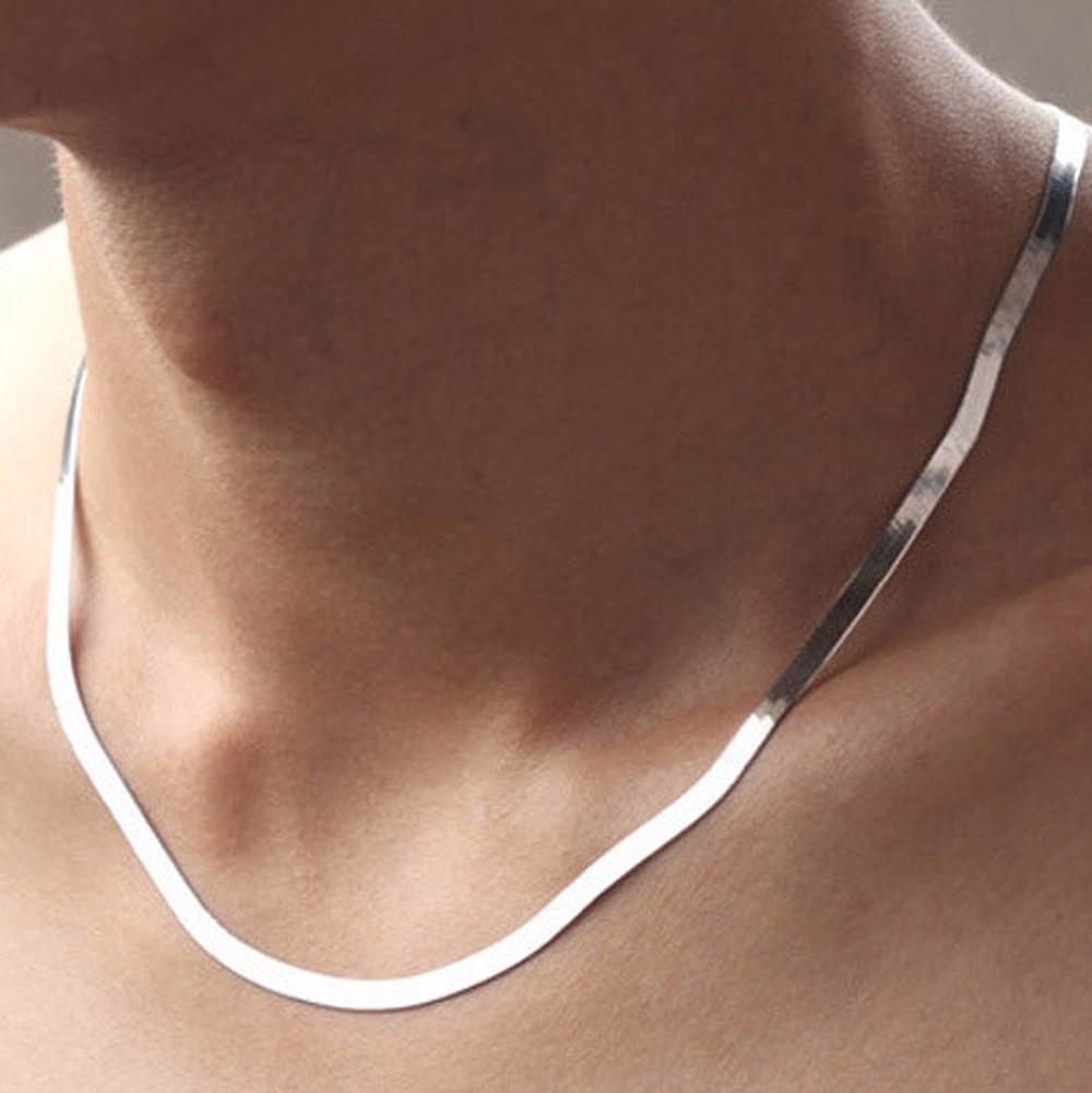 24/" Vente chaude 925 Sterling Argent Massif Plaqué plat 6 mm chaîne serpent Collier 16/"