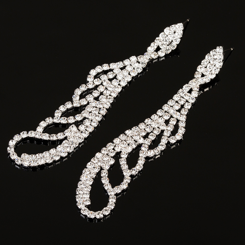 

Temperament Tassels Diamond Ear Nail Eardrop Exaggeration Geometry Form Personality Long Earring Woman