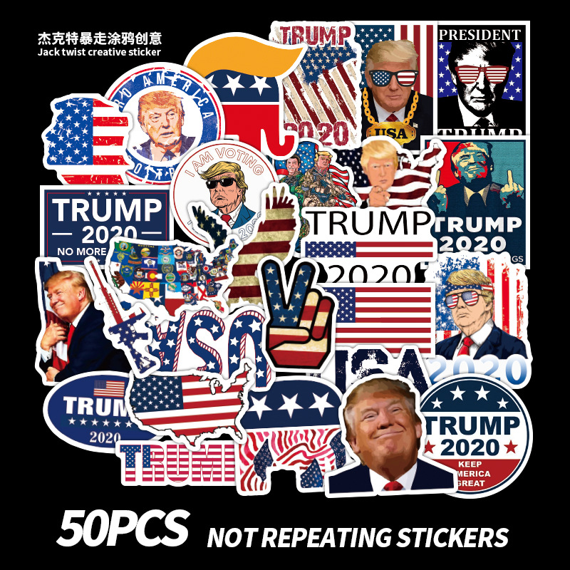 

50 PCS Car Stickers US President Donald Trump For Skateboard Laptop Fridge Helmet Pad Bicycle Bike Motorcycle PS4 Notebook Guitar PVC Decal, Multi colors