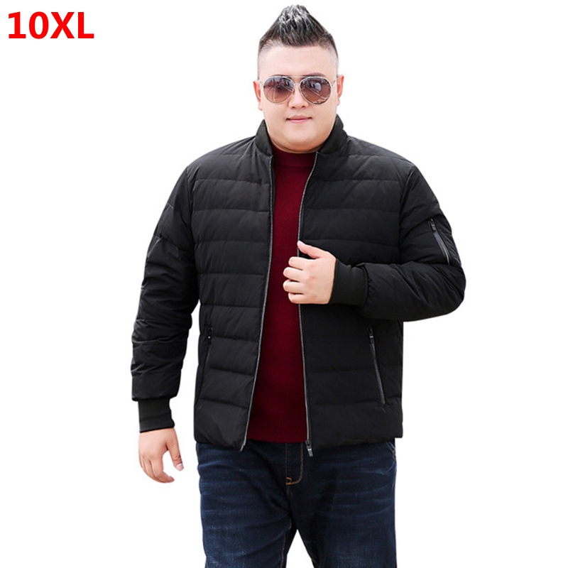 

New men' down jacket short plus size extra large number baseball style jacket students 5XL 6XL 7XL 8XL 9XL 10XL, Black