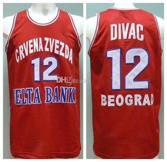 

Vlade Divac #12 KK retro Crvena zvezda Roja Basketball Jerseys Mens Stitched Custom Any Number Name, As show