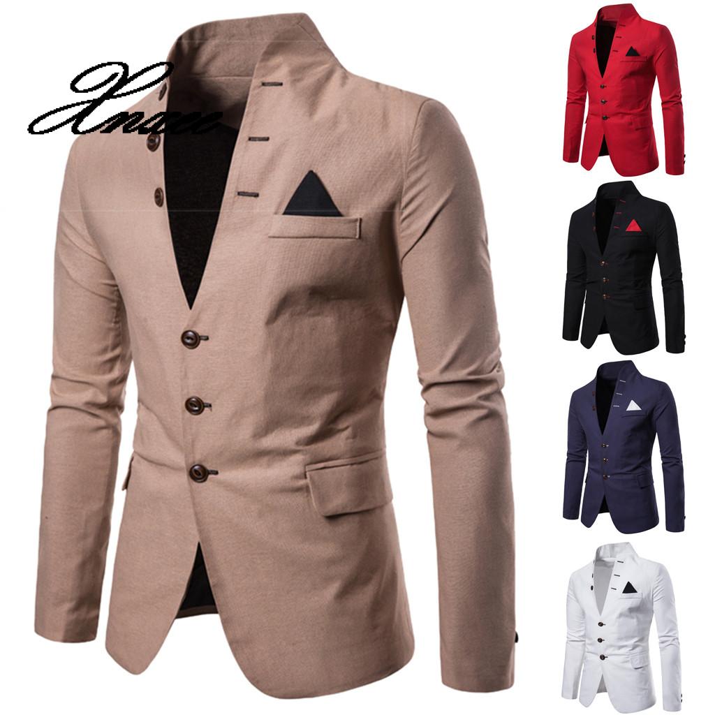 Againg Men Floral Autumn 1 Button Leisure Notch Lapel Patch Blazer