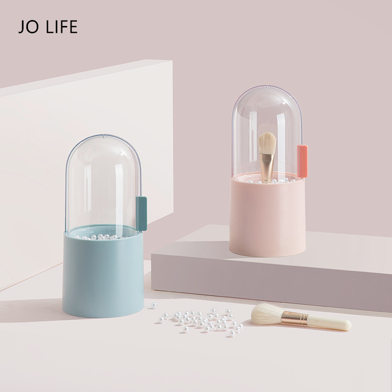 

JO LIFE Multifunctional Makeup Brush Storage Box Transparent Dustproof Waterproof Pearl Cosmetic Container Makeup Tools Holder