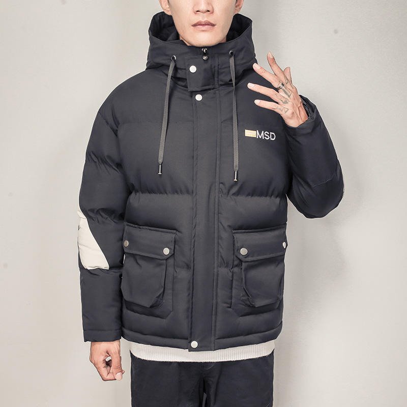 

jacket men 2019 new men's thick warm winter coat turtleneck collar letter printed men parka hooded cotton coat male high jacket