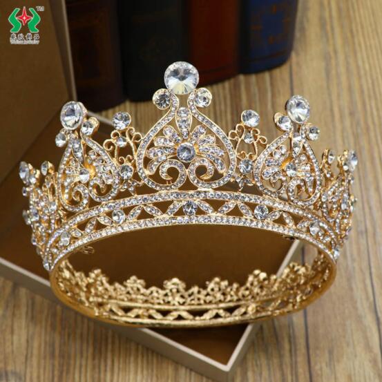 

E&A Full Circle Bridal Jewelry Crown Alloy Rhinestone Wedding Headdress Baroque Upscale Round Crowns Studio Shooting