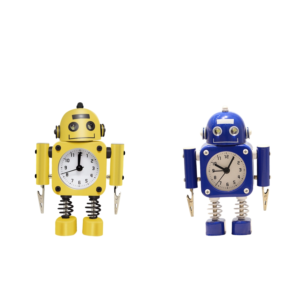 

2pcs silent robot alarm clock kids room office tablewake-up clock arts