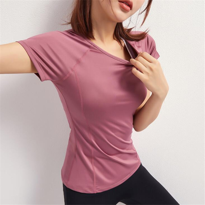 

Breathable Mesh Yarn Yoga Shirt Female Sports Top Gym Training Running Yoga Top T Shirt Women For Summer Fitness Tee Femme, Black