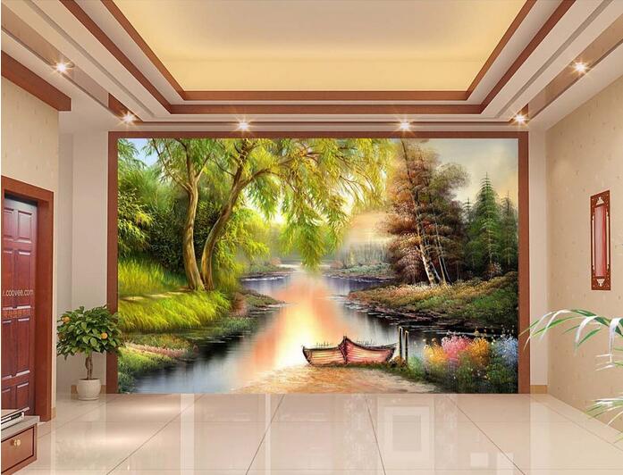 

3d wall paper for living room custom photo European country river oil painting background home decor 3d wall murals wallpaper for walls 3 d, Non-woven wallpaper