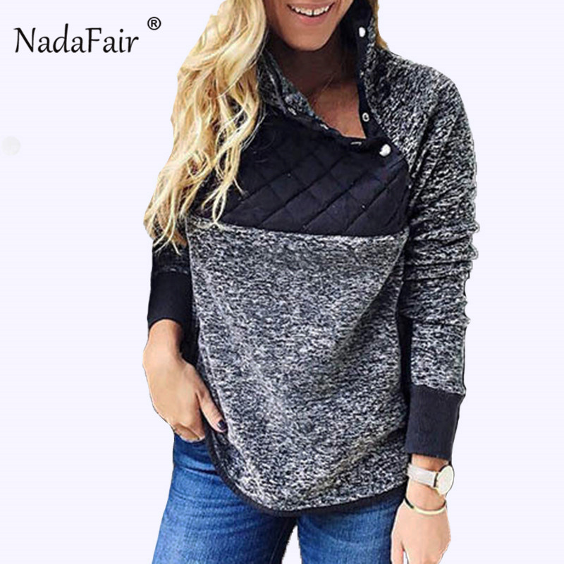 

Turtleneck faux fur hoodies women autumn button patchwork warm winter soft plush sweatshirts oversized hoodie tops, Black