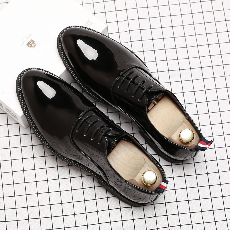 

men dress shoes leather social elegant luxury designer wedding shoes men, Black