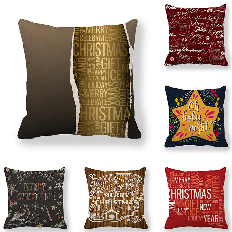 

45cm*45cm merry christmas design snowflake linen/cotton cover cushion sofa and Home decorative pillow cover