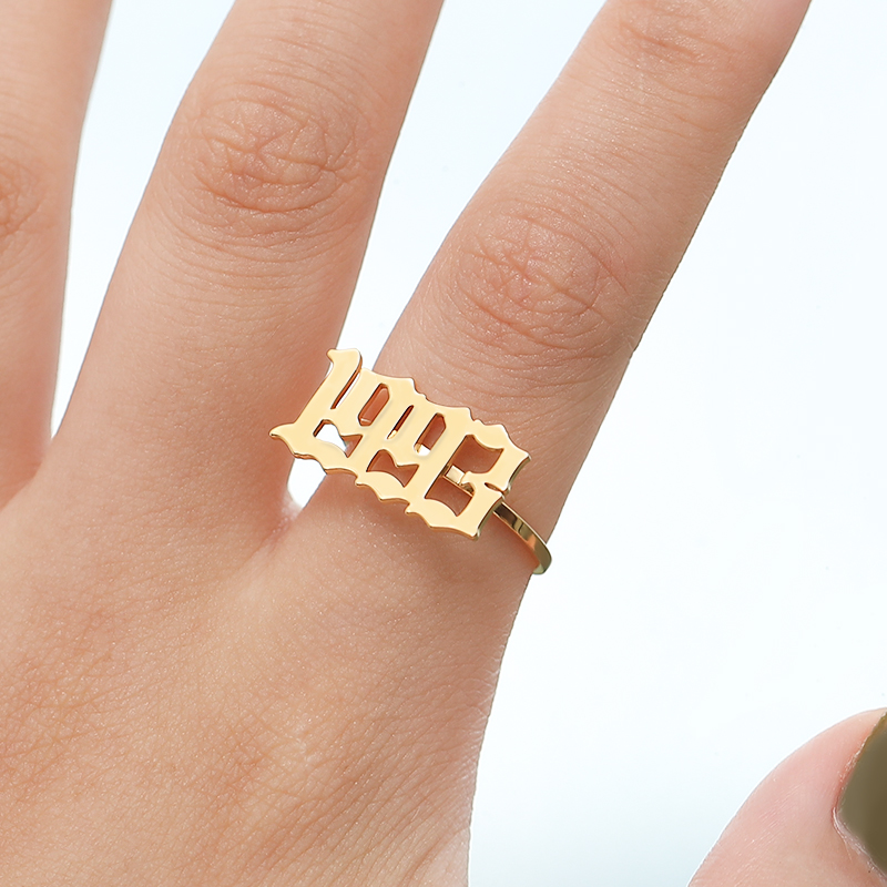 

Number Ring for her Birthday Ring Fashion Number Year 1996 1997 1998 1999 Custom Rings gold Rings Old English