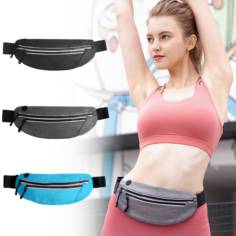 

Sports Running Fitness Bag Fanny Pack Waist Bag Man Women Double Zipper Pocket Phone Holder Waterproof Cycling Running Belt, Black color