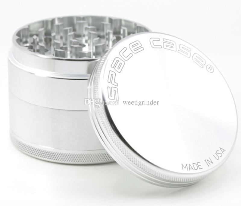 

black silver55mm 63mm Large Grinder Aluminum space case Grinder tobacco smoke cigarette detector grinding smoke Tobacco Grinder Fit Dry Herb