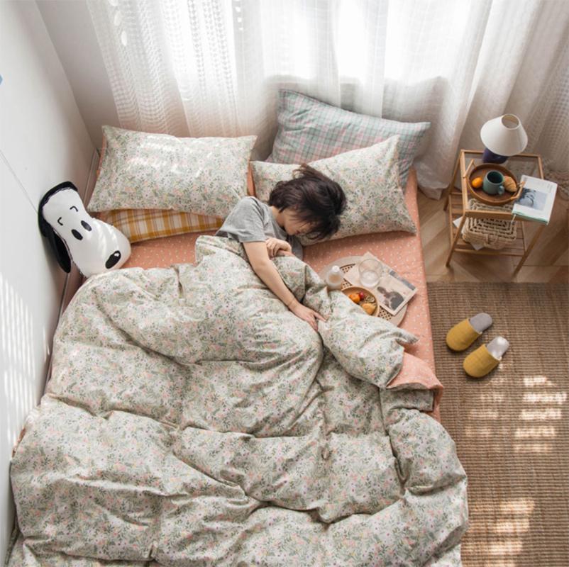 

Pastoral flower bedding set teen kid, full queen king cotton single double home textile bed sheet pillow case quilt cover, Picture color