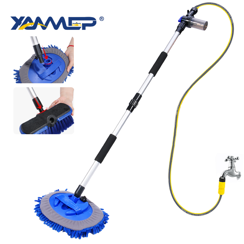 

Car Wash Brush Chenille Mop Water Flow Car Cleaning Tools Foam Bottle Accessories Cleaning Wheel Long Handle Xammep