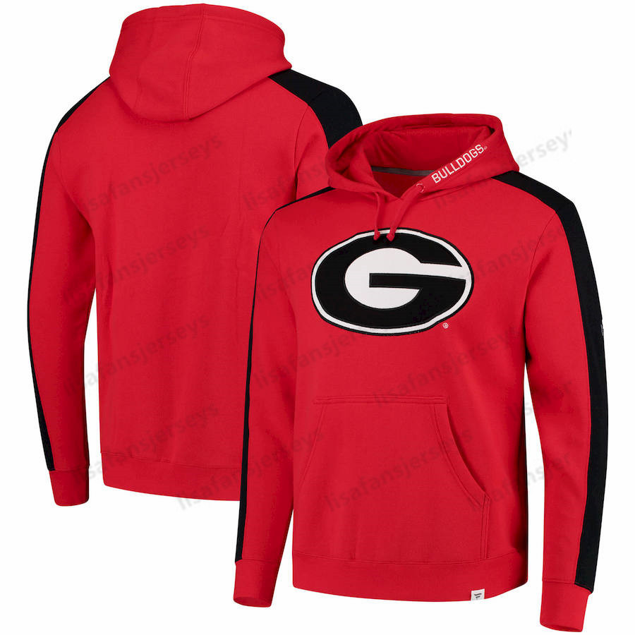 

Mens Georgia Bulldogs Sweatshirts Iconic Colorblocked Fleece Football Sports Printed Crimson Pullover Hoodies Size S-4XL, Black