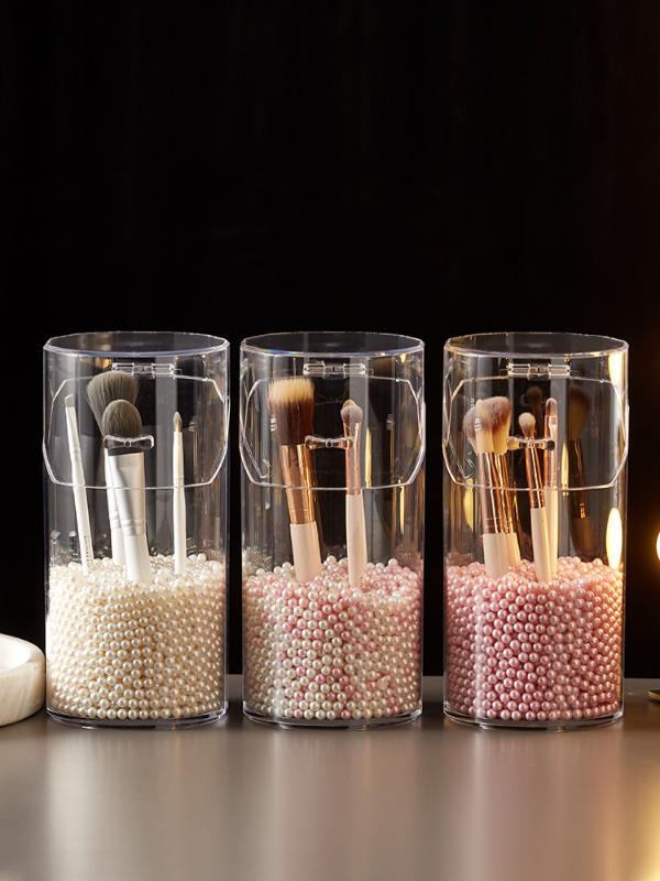 

Acrylic Makeup Brush Storage Tube With Cover Dustproof Beauty Makeup Brush Storage Box Transparent Visual Clamshell Design Box