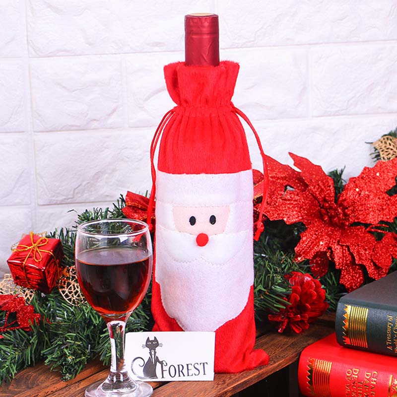 

Home Dinner Table Decors Wine Bottle Cover Christmas Decorations Santa Claus Snowman Gift Navidad Xmas Party Supplies