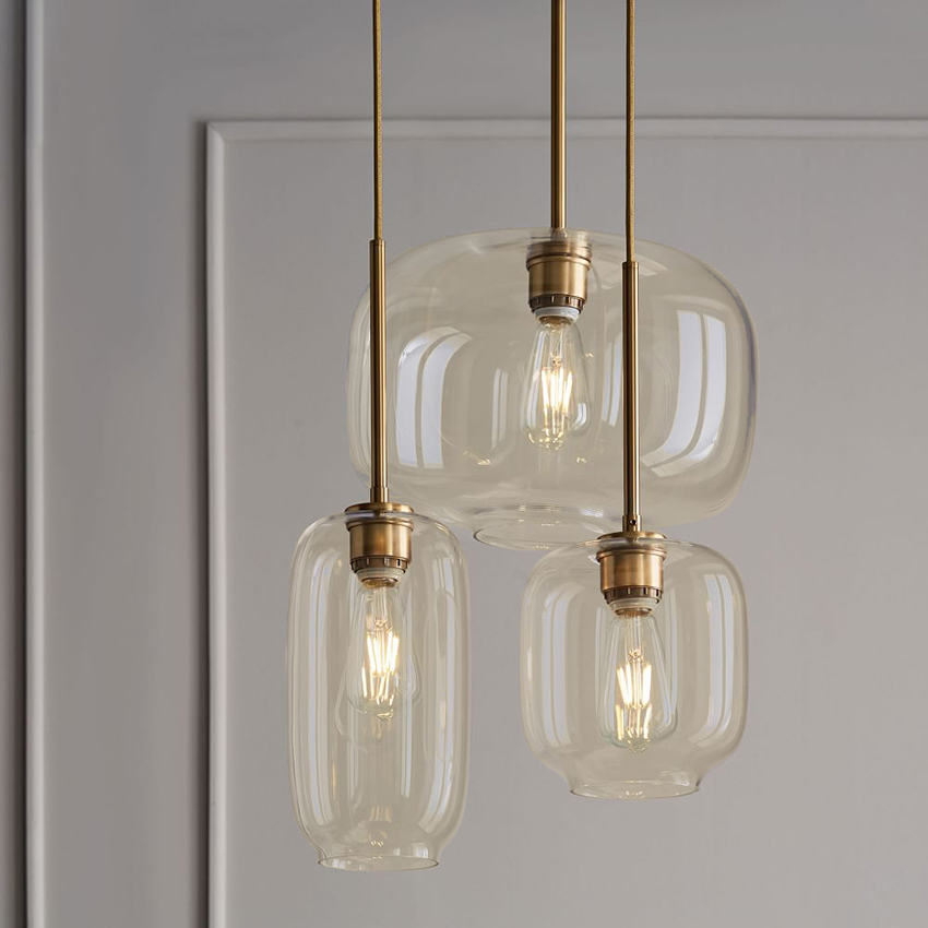 

Nordic glass suspension luminaire clear Cognac nordic hanging pendant lamp hallway dining room bar cafe restaurant light fixture