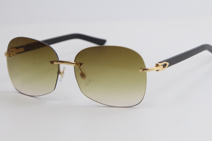 

Wholesale Rimless 8100908 Black Plank Gold metal frame Sunglasses Fashion High Quality Male and Female Hot oversized sunglasses