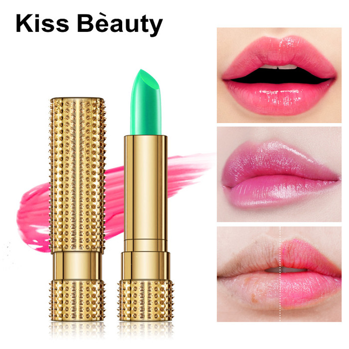 

KISS BEAUTY New Natural Aloe Vera Lipstick Temperature Color Changing Long Lasting Moisturizing pink Lipstick 12pcs, As the pics showed