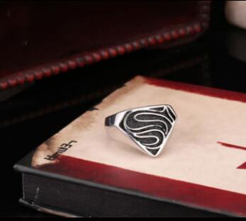 

Europe And America Men Stainless Steel Fashion Gothic Punk Superman Biker Finger Rings Jewelry Free Shipping, Silver