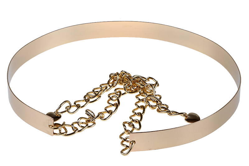 

NEW-Golden Sweet Simply Designed Metal Chain Waist Belt For Women Wide 2cm, Gold