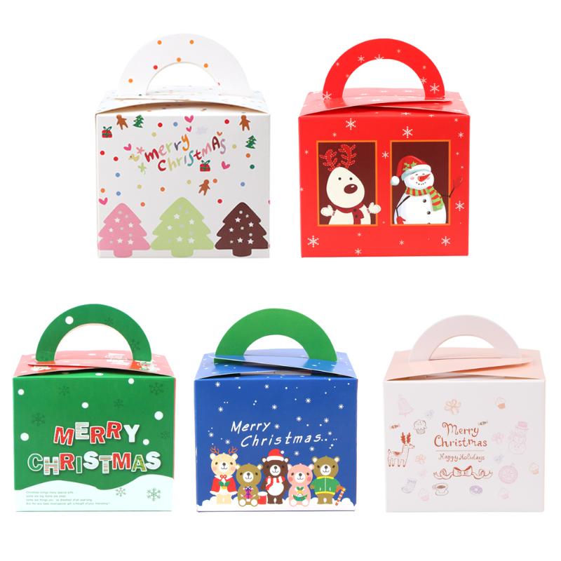 

Merry Christmas Creative Candy Box Bag Christmas Tree Gift Box Foldable Candy Cookie Case Xmas Print Gift Ornaments