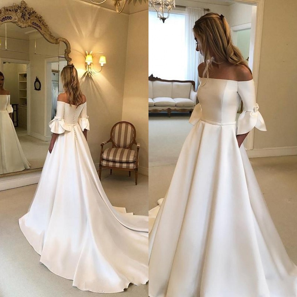 white wedding dress with pockets