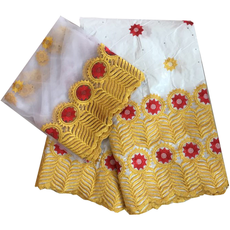 

white gold getzner african bazin brode embroidered fabric with stones high quality tulle lace nigeria gele headtie 5+2 yards/lot