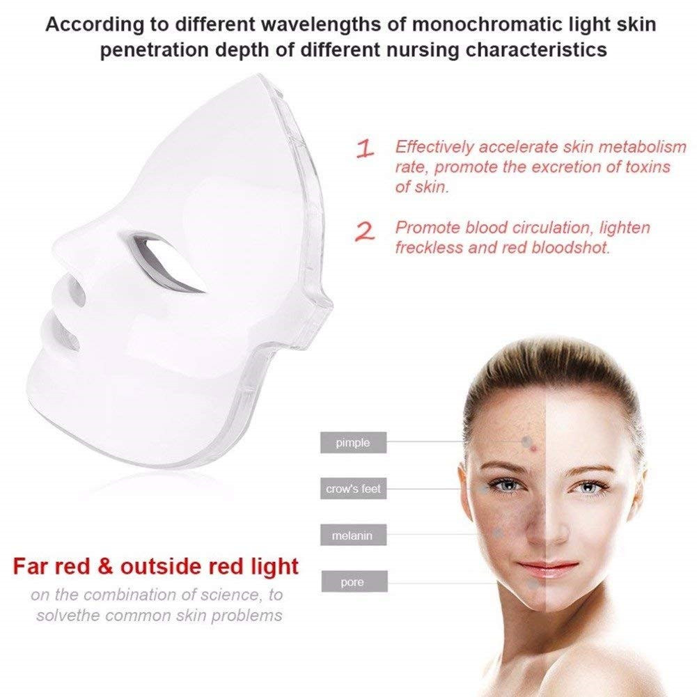7 Colors Beauty Therapy Photon LED Facial Mask, Light Skin Care Rejuvenation Wrinkle Acne Removal Face Beauty Spa Instrument