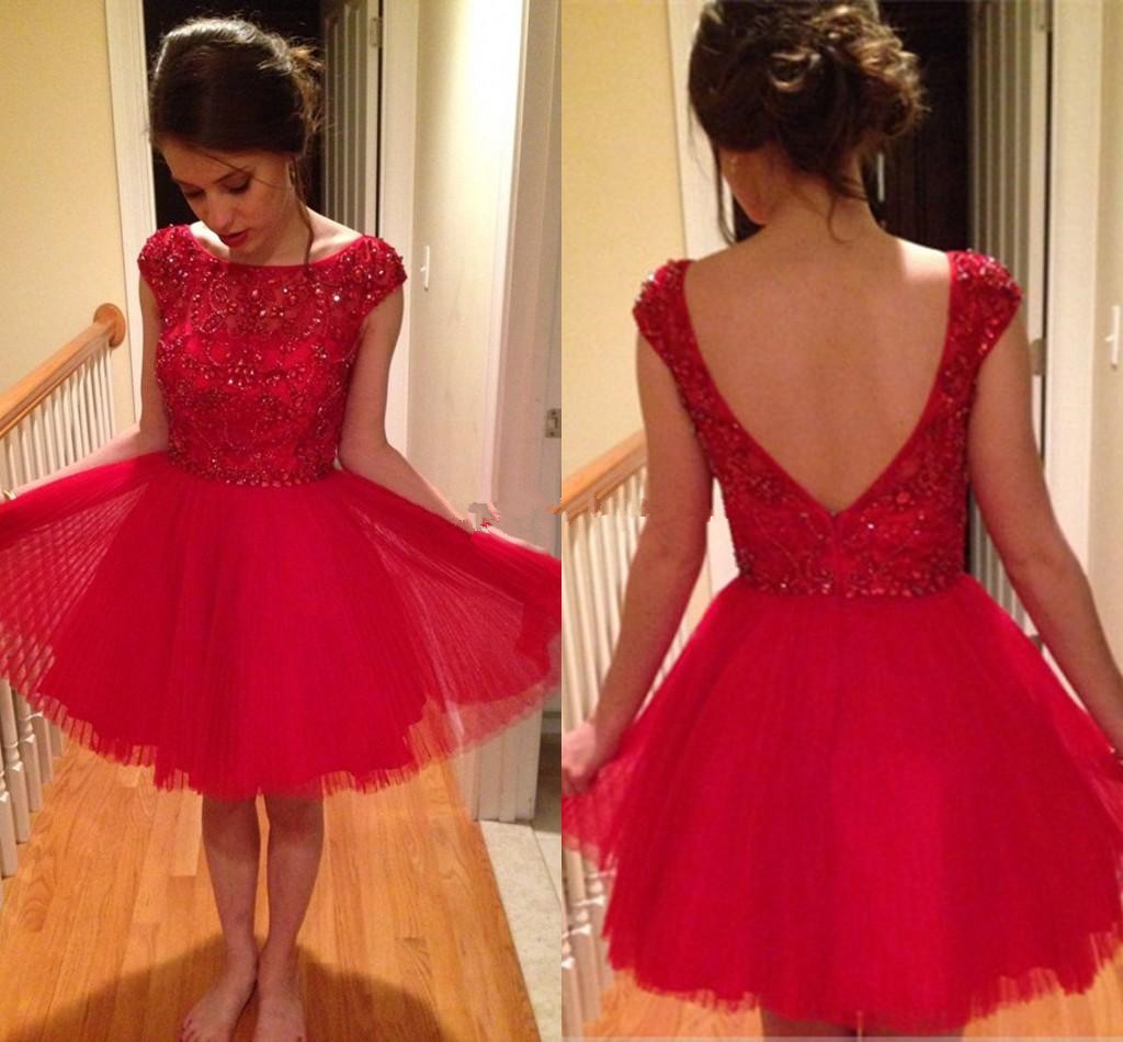 

Cap Sleeves Short Homecoming Dresses Crystal Beaded Pleated Tulle White Red Short Prom Dresses Graduation Sweet 16 Dresses Z144, Sage