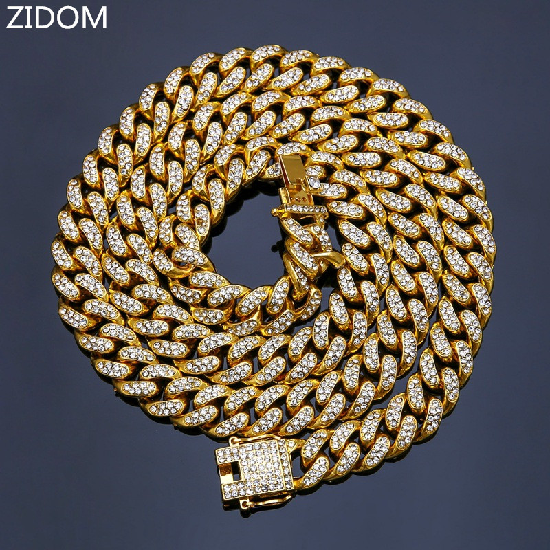 

Men Hip hop iced out bling Chains Necklaces High quality Miami Cuba chain necklace men Hiphop jewelry gifts