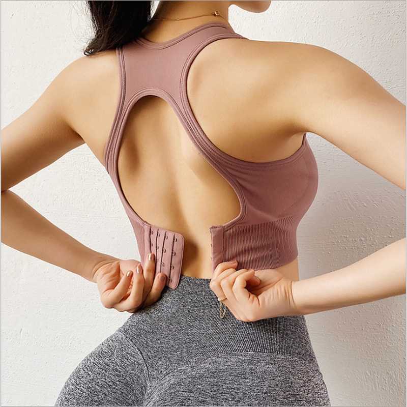 

New INs yoga vest bra seamless gathering shockproof fintess gym sport bra push up, Black