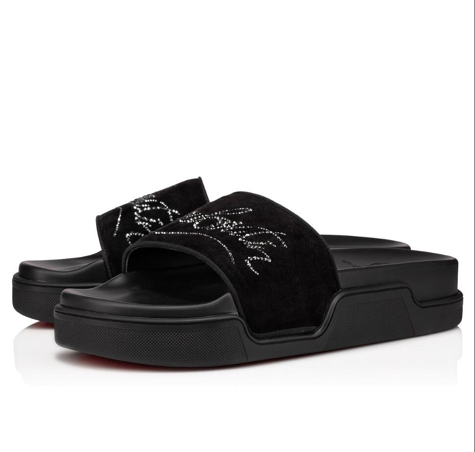 

Summer Fashion Navy Pool Strass Flat Men Red Bottom Slides Comfort Slip On Slip Slop Outdoor/Indoor Beach Sandals EU38-46