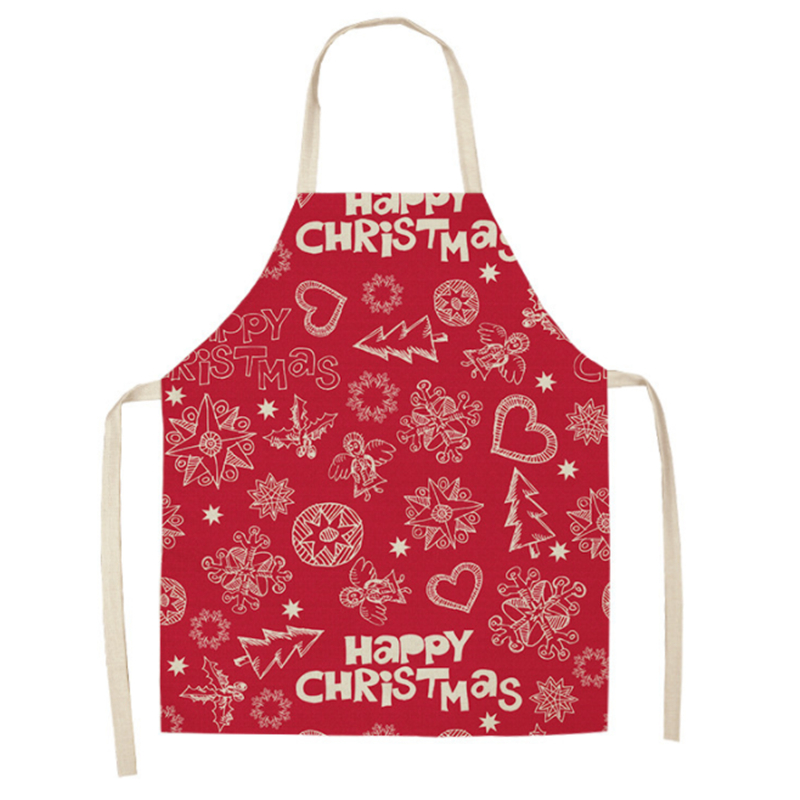 

Christmas Apron Pinafore Snowflake Sleeveless Cotton Linen Aprons Xmas Decor Adult Bibs Home Kitchen Tools Cooking Accessories