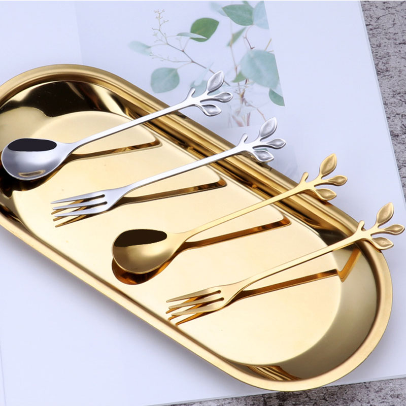 

New Creative Leaf Branch Heart Coffee Stirring Spoons Stainless Steel Tree Leaves Fruit Forks Tableware Exquisite Gift Cutlery