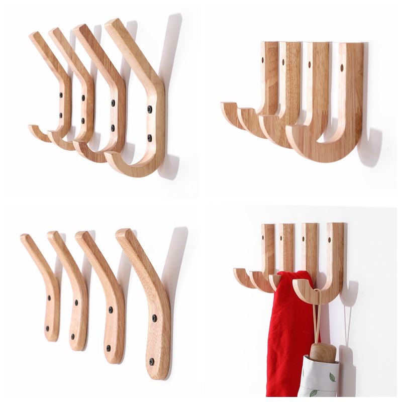 

Creative Wooden Wall Hooks Towel Coat Hat Hangers Oak Wood Wall Mounted Hooks Key Holder Storage Door Rack Organizer