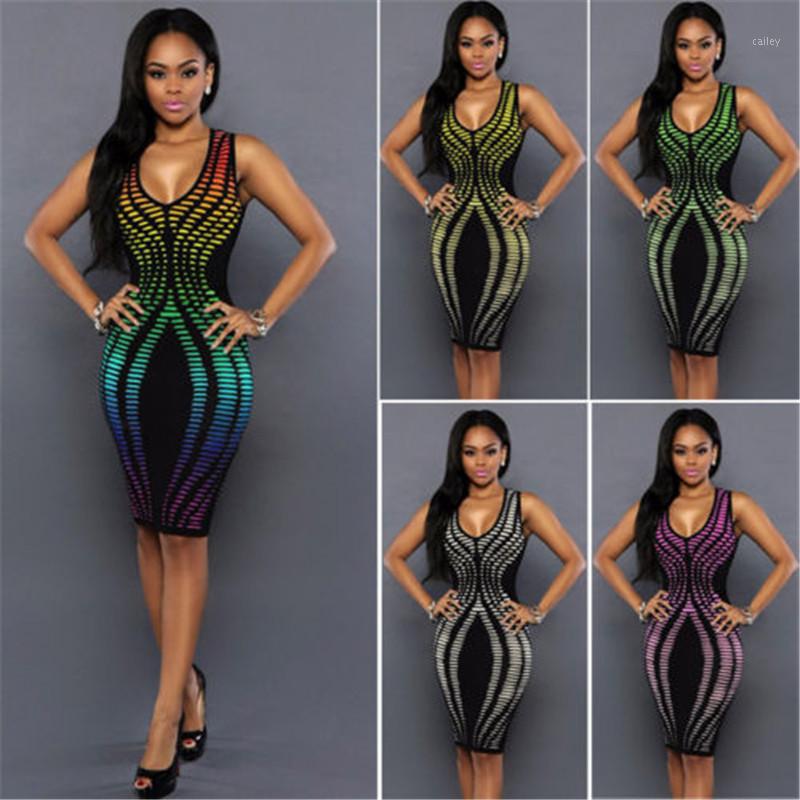 

Sexy Women Summer Bandage Dress New Style Rainbow Color Bodycon Evening Party Short Mini Dresses Hot Selling Package Hip Dress1, Black