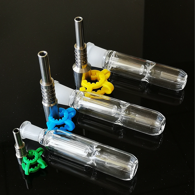 

Mini Glass Nector Collectors Kit WAX Oil Dab Rigs With Titanium Tip Plastic Keck Clip Nector Collector Kits 10mm 14mm 19mm Joint NC09