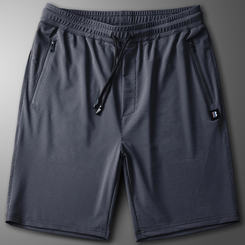 

Summer Ice Touch Mesh Hollow Out Quick Dry Shorts Men Breathable Elastic Waist Plus Size 5XL 125KG High Quality Beach Shorts, Black