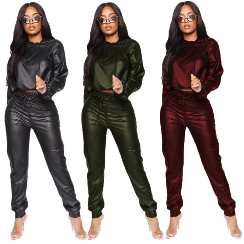 ladies leather pants suits