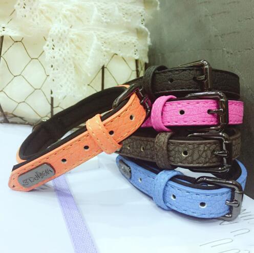 

2019 Amazon Best Sellers PU Leather Dog Collars Neoprene Padded Soft Pet Cat Collar with D ring