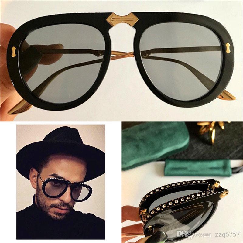 

New fashion designer sunglasses 0307 pilot foldable with crystal diamond frame summer avant-garde popular style uv 400 lens