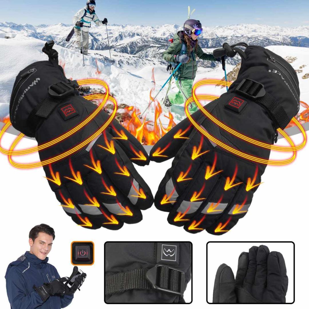 

5 Gears Winter USB Hand Warmer Electric Thermal Gloves Waterproof Heated Gloves Battery Powered For Motorcycle Ski, As pic